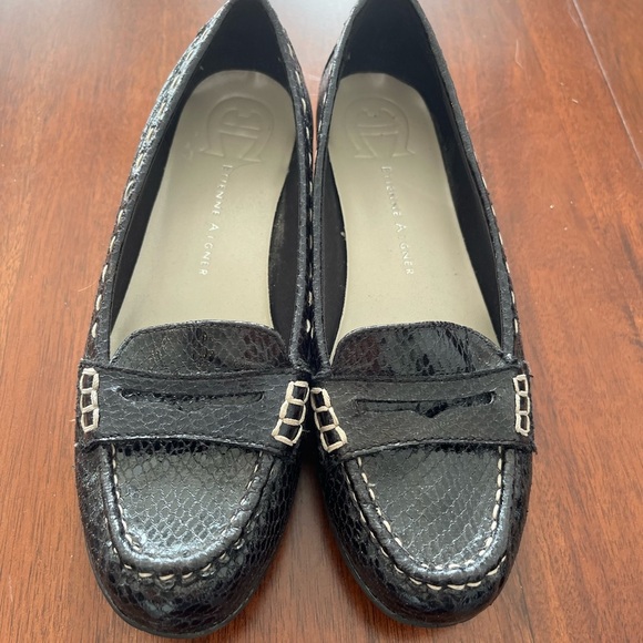 Etienne Aigner Black Leather Loafers Classic Slip-On Flats Size 7.5 - Picture 2 of 6